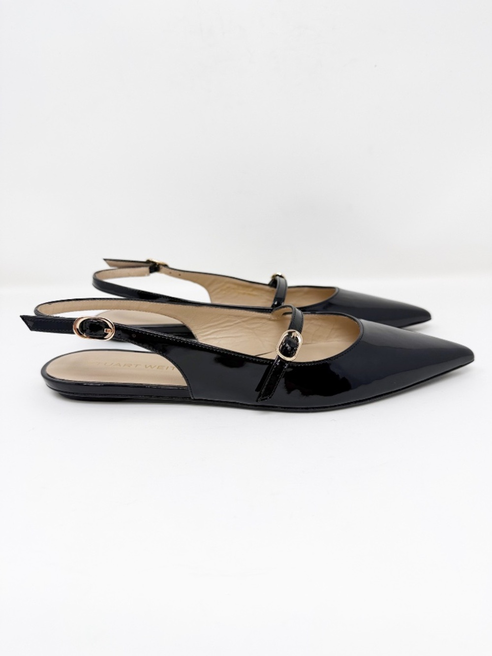New Stuart Weitzman Emilia Mary Jane Slingback Flat Black Sz 7.5 - Picture 4 of 14